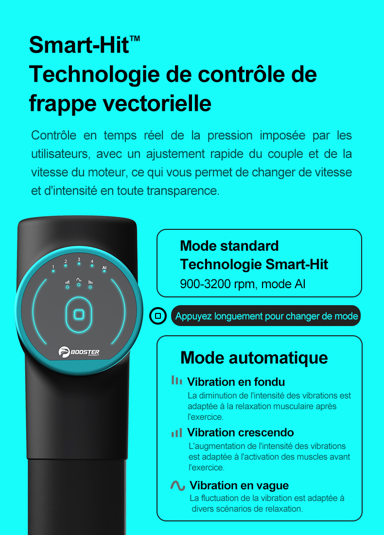 BOOSTER M2-12V Pistolet de massage à écran LCD Douleur de masseur musculaire profond professionnel Soulagement Corps Détente Fitness