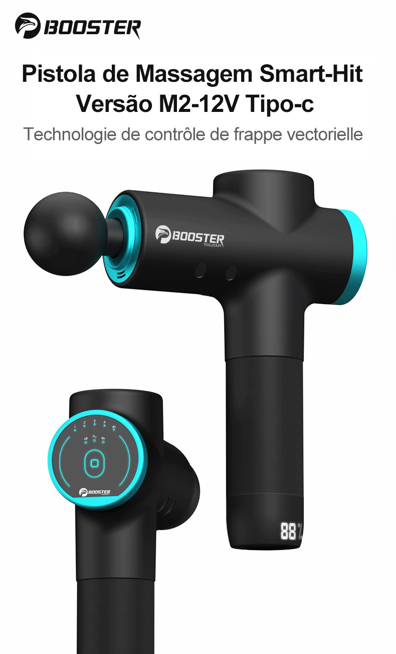 BOOSTER M2-12V Pistolet de massage à écran LCD Douleur de masseur musculaire profond professionnel Soulagement Corps Détente Fitness