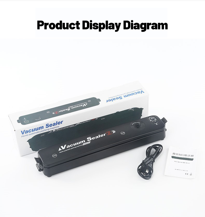 Machine à emballer sous-vide pour aliments, 220V/110V, avec 10 sacs offerts, appareil d'emballage domestique noir