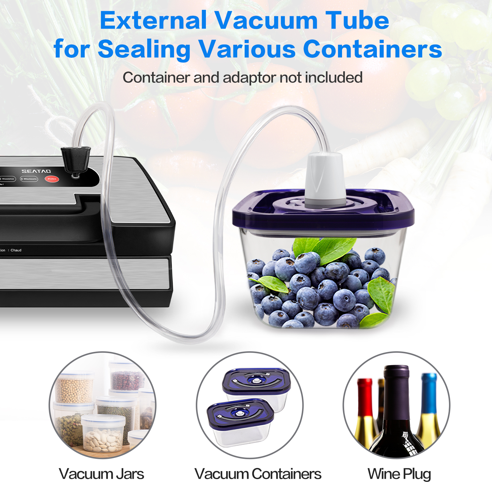 Seatao – Machine à emballer sous-vide commerciale VH5188, scelleuse automatique multifonction pour aliments, avec stockage de rouleaux intégrés et coupe Seatao – Machine à emballer sous-vide commerciale VH5188, scelleuse automatique multifonction pour aliments, avec stockage de rouleaux intégrés et coupe