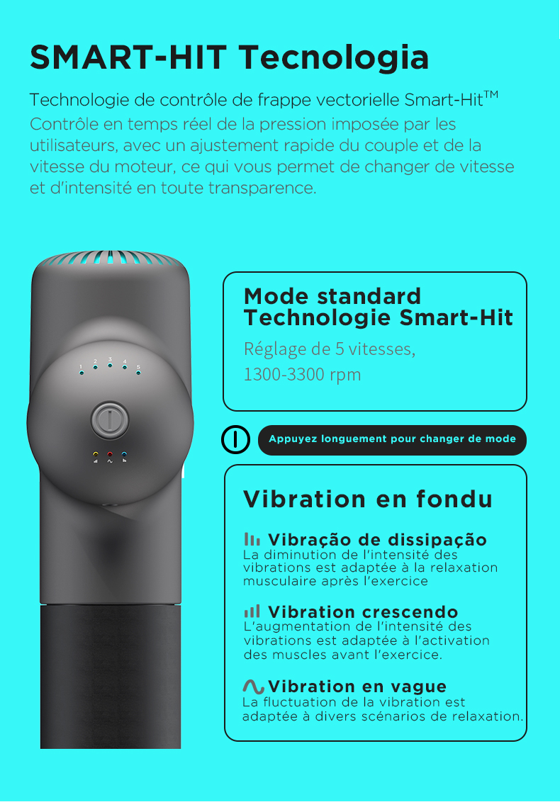 Pistolet de massage électrique Booster pour le cou Pistolet pour le Smart Hit fascia pour le massage du corps Détente Fitness Soulagement des douleurs musculaires