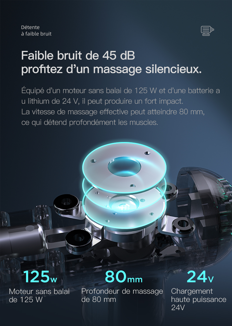 Pistolet de massage électrique Booster pour le cou Pistolet pour le Smart Hit fascia pour le massage du corps Détente Fitness Soulagement des douleurs musculaires