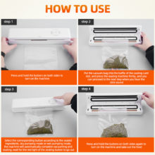 CkeyiN – Machine à emballer sous-vide électrique sans fil, Rechargeable, automatique, pour usage domestique, sec et humide, avec 10 sacs