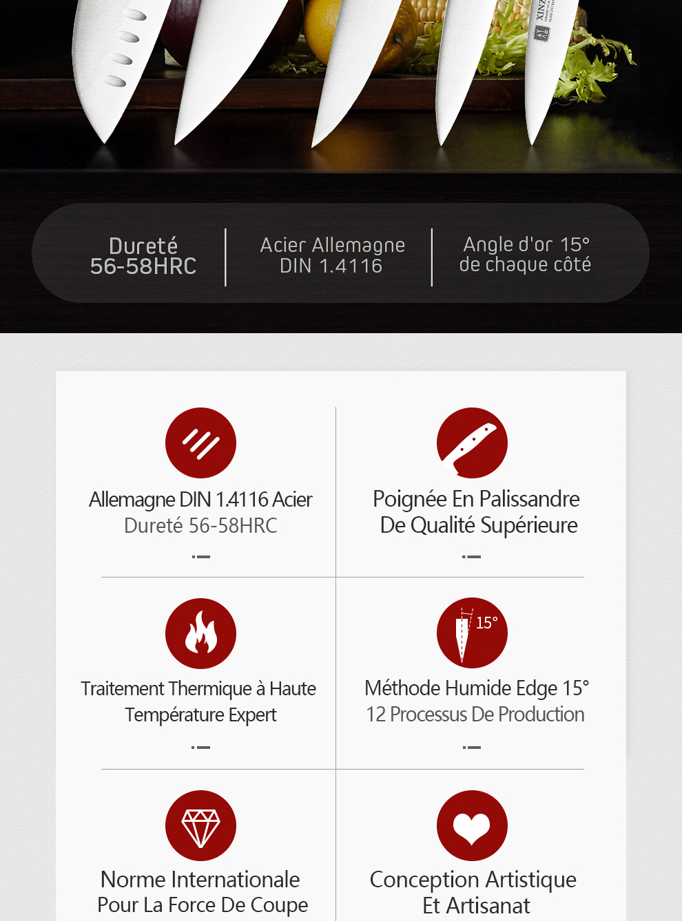 XINZUO couteau de Chef utilitaire de haute qualité 3.5 + 5 + 8 + 8 + 8 "Paring Cleaver allemagne 1.4116 acier inoxydable 1 pièce 5 pièces ensembles de couteaux de cuisine