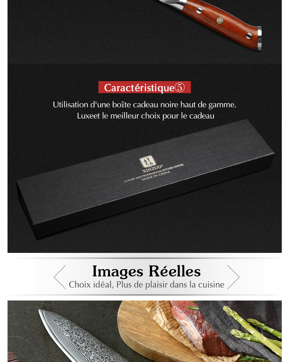 XINZUO couteaux de Chef chinois 8.5 pouces, haute teneur en carbone VG10 67 couches, couteau de cuisine damas, couteau Gyuto en acier inoxydable, manche en bois de rose