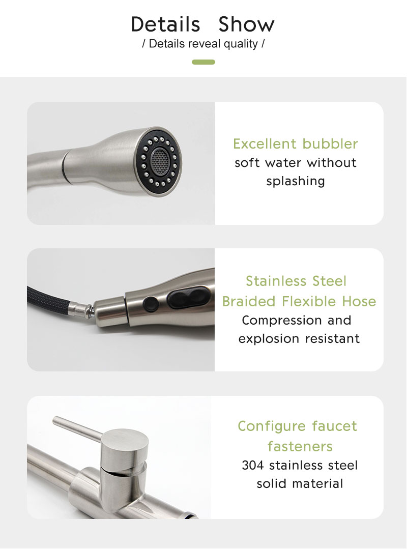 Robinet mitigeur de cuisine en Nickel brossé, extractible, tête de pulvérisation, eau chaude et froide, noir, Chrome