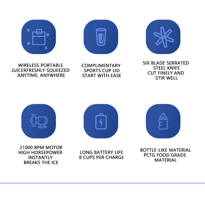 Presse-agrumes électrique Portable à 6 lames, petit presse-agrumes électrique automatique pour fruits, mélangeur de Smoothie, outil de cuisine, robot culinaire
