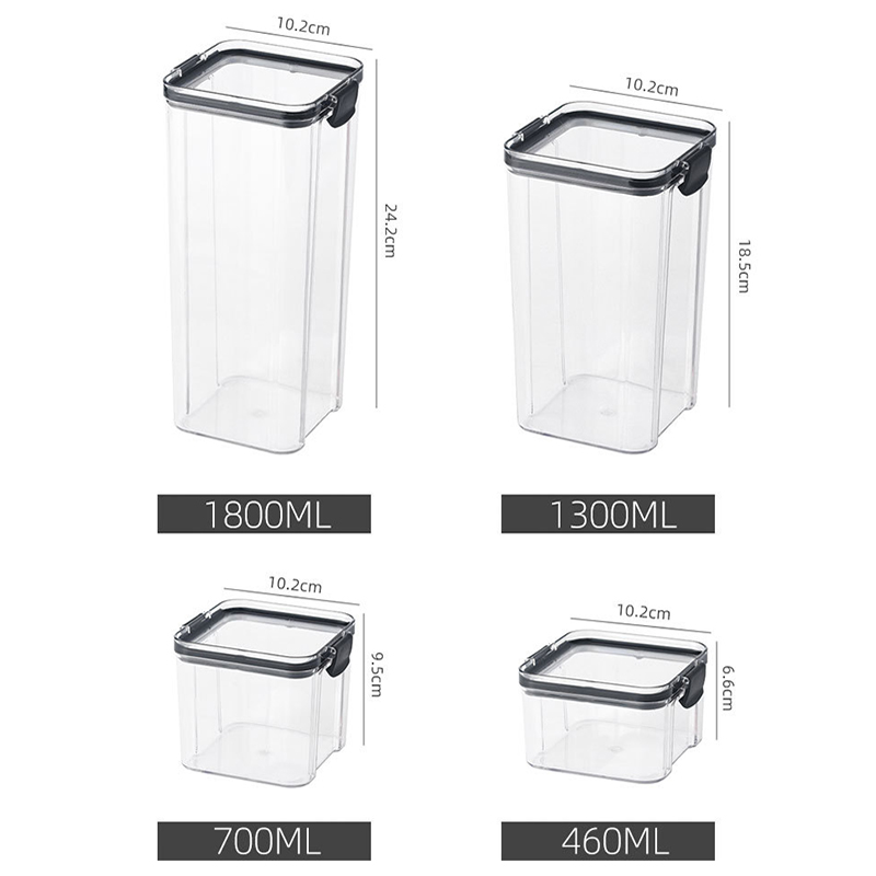 Bocaux hermétiques empilables en plastique de 460 à 1800ml, boîte de rangement des aliments, réservoir multi-grains, bouteille de thé aux fruits secs Bocaux hermétiques empilables en plastique de 460 à 1800ml, boîte de rangement des aliments, réservoir multi-grains, bouteille de thé aux fruits secs