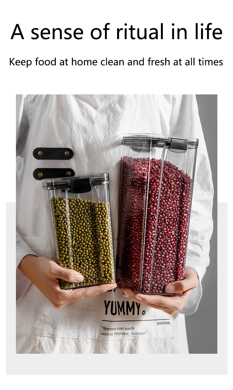 Bocaux hermétiques empilables en plastique de 460 à 1800ml, boîte de rangement des aliments, réservoir multi-grains, bouteille de thé aux fruits secs Bocaux hermétiques empilables en plastique de 460 à 1800ml, boîte de rangement des aliments, réservoir multi-grains, bouteille de thé aux fruits secs