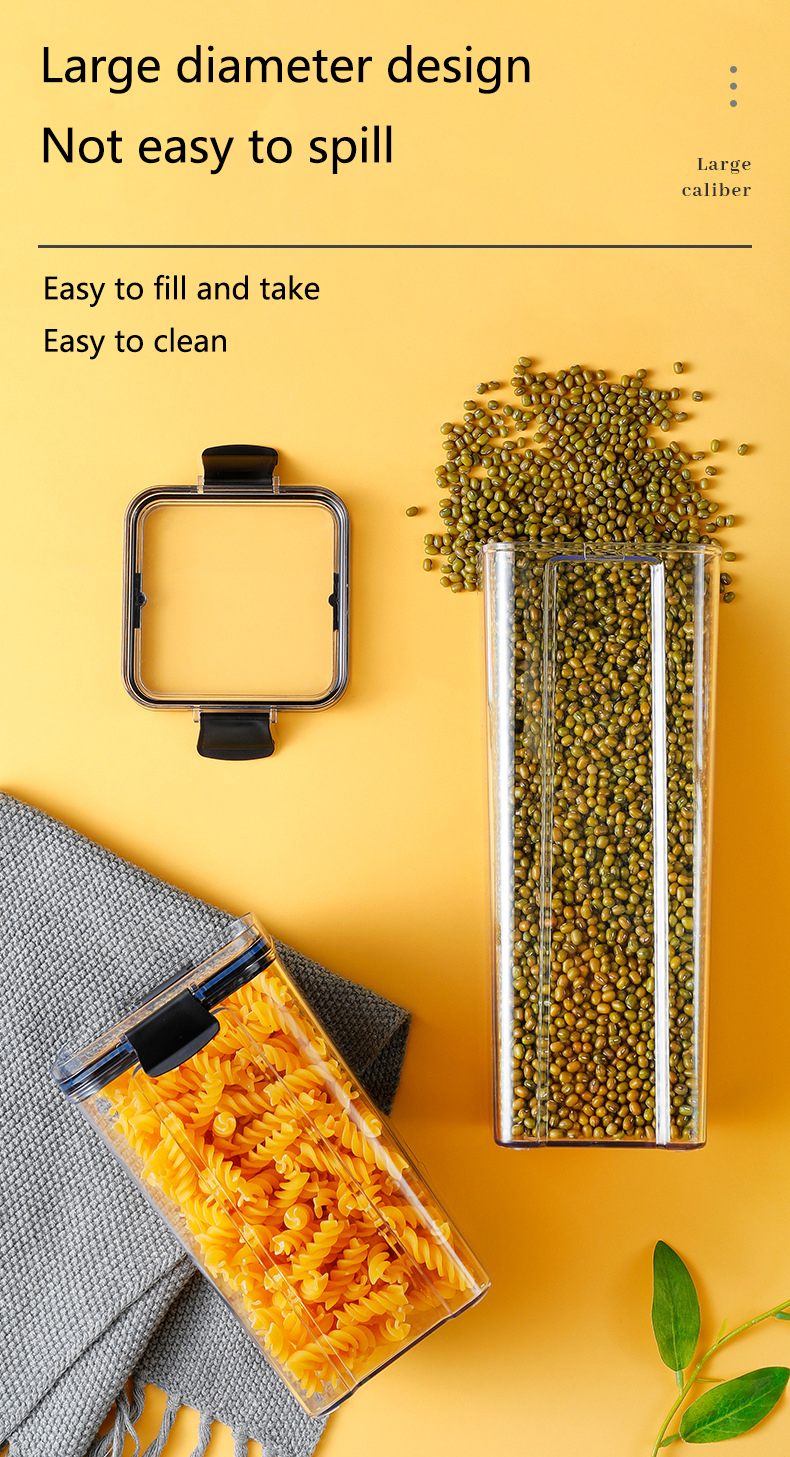 Bocaux hermétiques empilables en plastique de 460 à 1800ml, boîte de rangement des aliments, réservoir multi-grains, bouteille de thé aux fruits secs Bocaux hermétiques empilables en plastique de 460 à 1800ml, boîte de rangement des aliments, réservoir multi-grains, bouteille de thé aux fruits secs