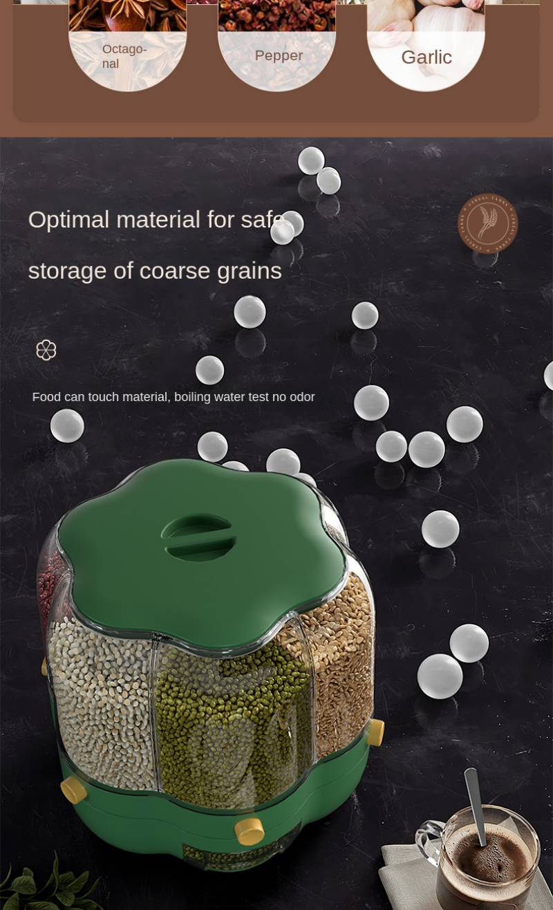 Grand récipient de stockage des aliments, tonneaux de riz rotatifs à 360 °, distributeur de céréales scellé, réservoir de riz, boîte de Grain, conteneur de stockage de cuisine Grand récipient de stockage des aliments, tonneaux de riz rotatifs à 360 °, distributeur de céréales scellé, réservoir de riz, boîte de Grain, conteneur de stockage de cuisine