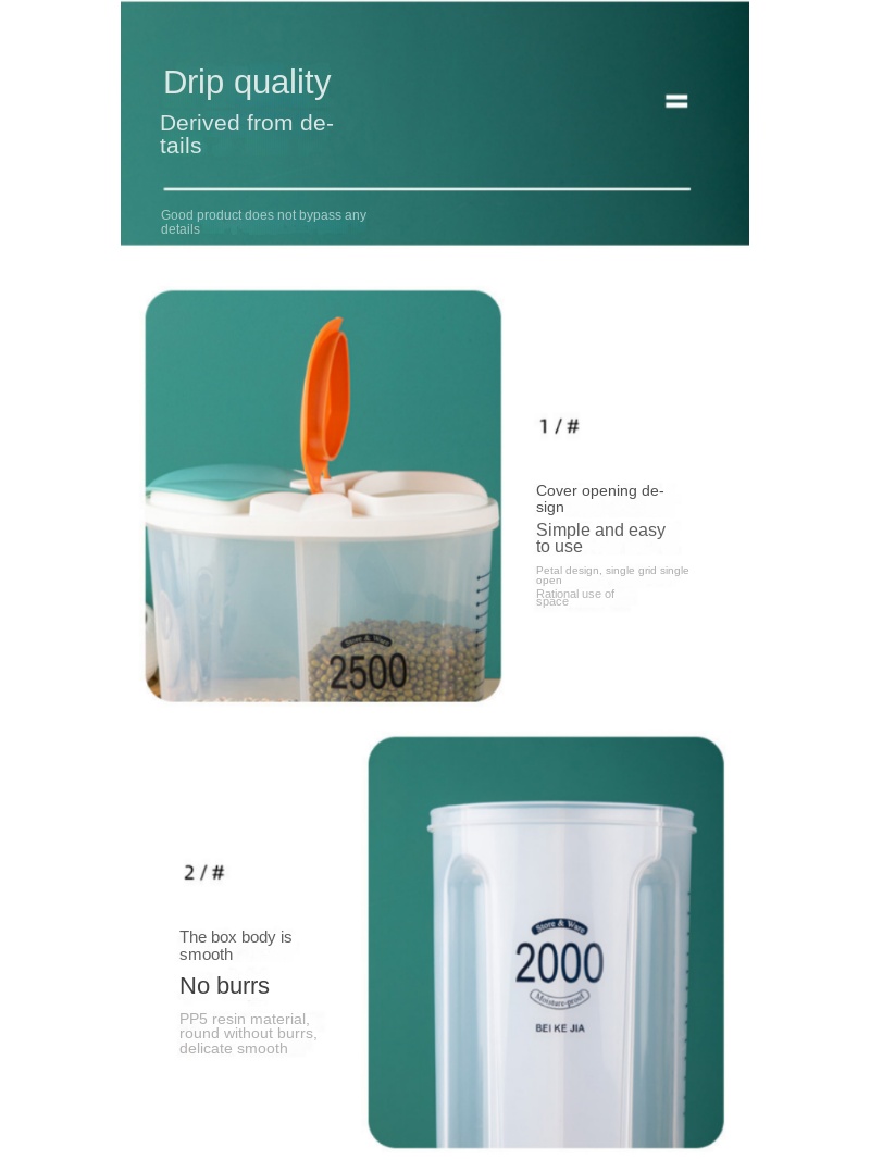 Grand récipient de stockage des aliments, tonneaux de riz rotatifs à 360 °, distributeur de céréales scellé, réservoir de riz, boîte de Grain, conteneur de stockage de cuisine Grand récipient de stockage des aliments, tonneaux de riz rotatifs à 360 °, distributeur de céréales scellé, réservoir de riz, boîte de Grain, conteneur de stockage de cuisine