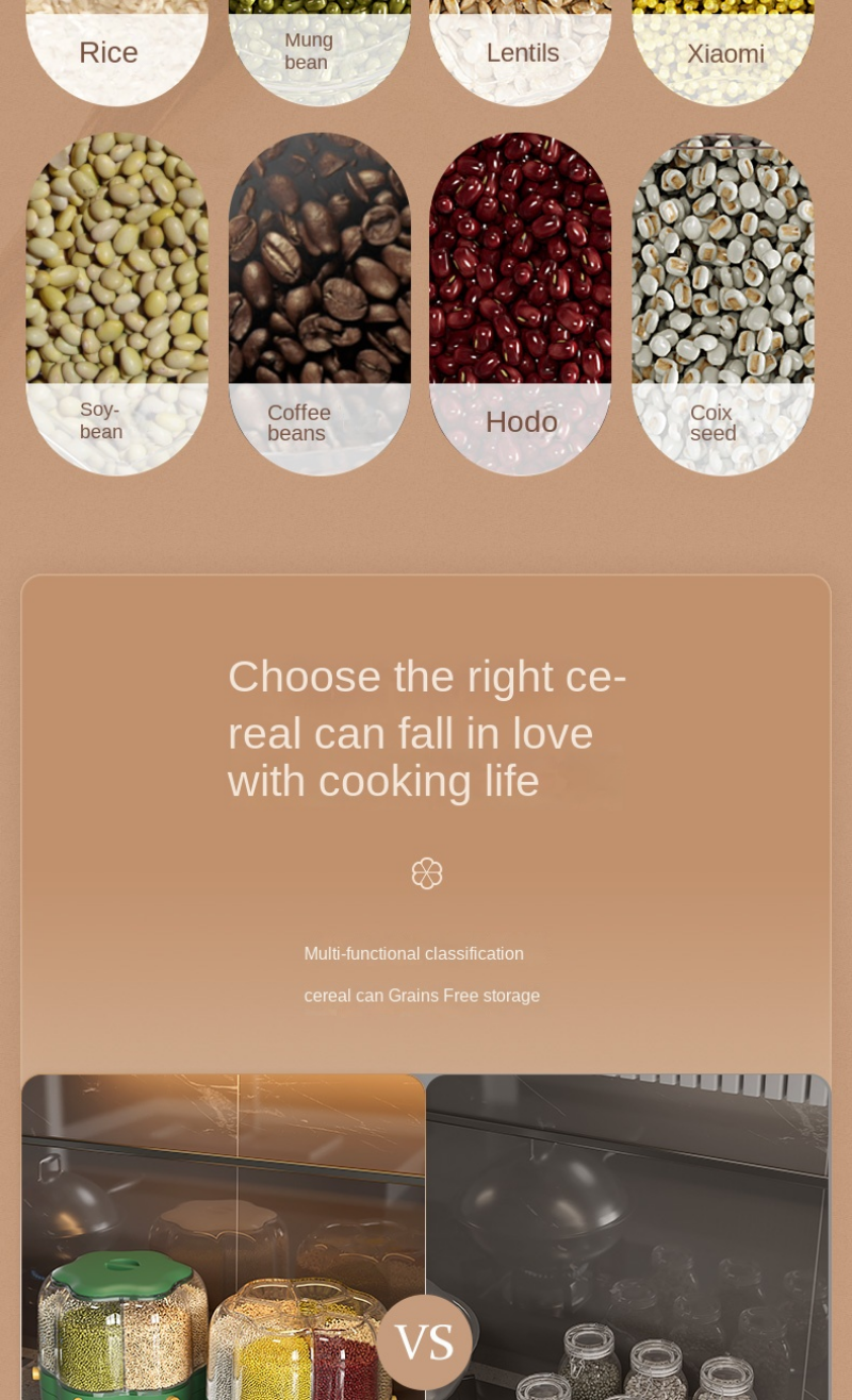 Grand récipient de stockage des aliments, tonneaux de riz rotatifs à 360 °, distributeur de céréales scellé, réservoir de riz, boîte de Grain, conteneur de stockage de cuisine Grand récipient de stockage des aliments, tonneaux de riz rotatifs à 360 °, distributeur de céréales scellé, réservoir de riz, boîte de Grain, conteneur de stockage de cuisine