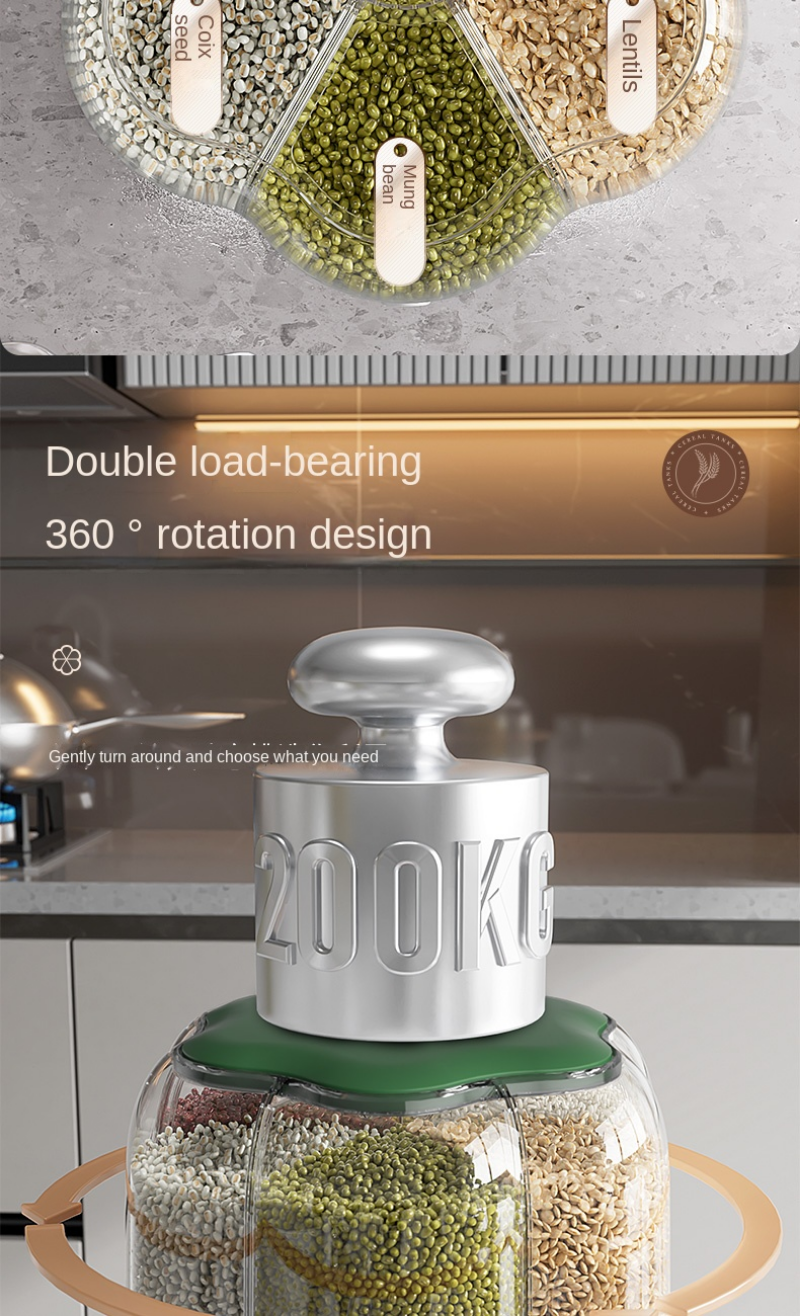 Grand récipient de stockage des aliments, tonneaux de riz rotatifs à 360 °, distributeur de céréales scellé, réservoir de riz, boîte de Grain, conteneur de stockage de cuisine Grand récipient de stockage des aliments, tonneaux de riz rotatifs à 360 °, distributeur de céréales scellé, réservoir de riz, boîte de Grain, conteneur de stockage de cuisine