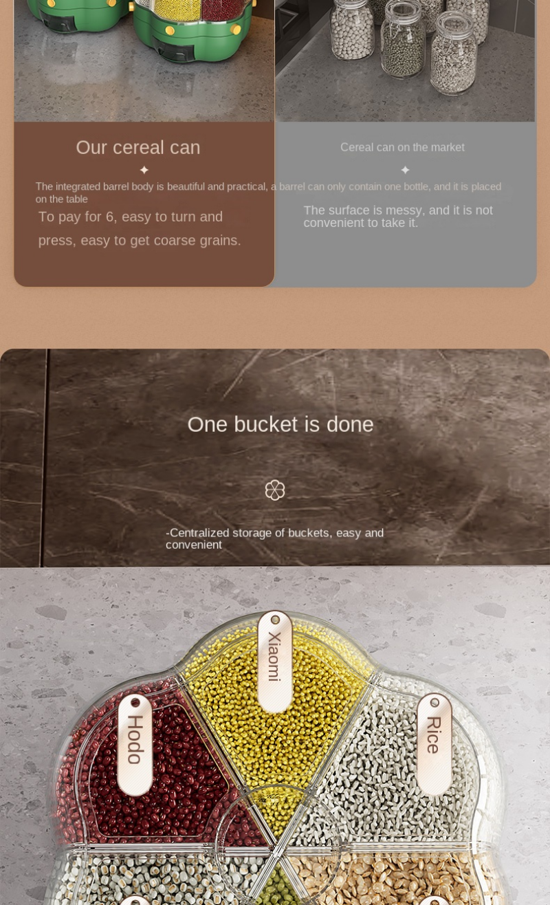 Grand récipient de stockage des aliments, tonneaux de riz rotatifs à 360 °, distributeur de céréales scellé, réservoir de riz, boîte de Grain, conteneur de stockage de cuisine Grand récipient de stockage des aliments, tonneaux de riz rotatifs à 360 °, distributeur de céréales scellé, réservoir de riz, boîte de Grain, conteneur de stockage de cuisine