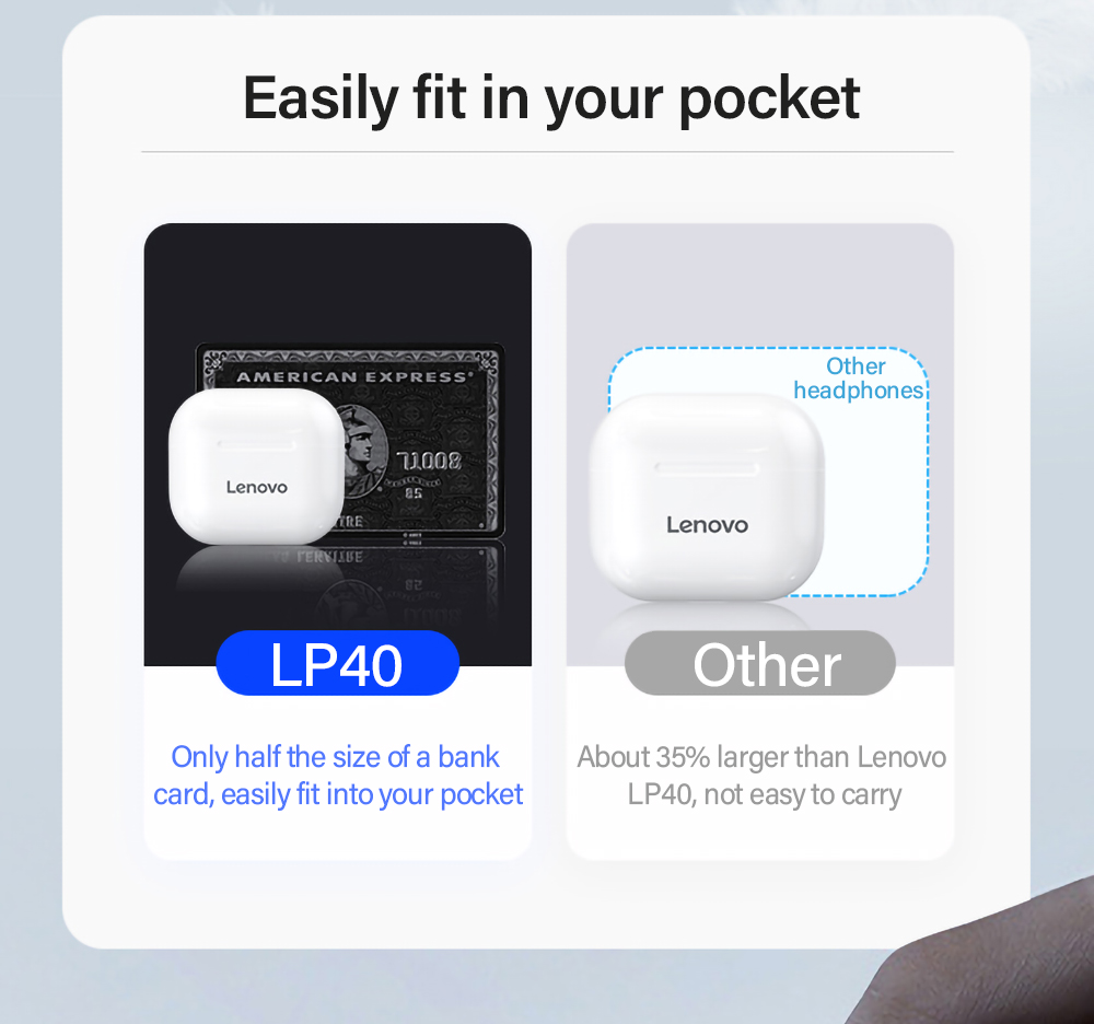 Lenovo – écouteurs sans fil Bluetooth LP40 TWS, commande tactile, casque d'écoute stéréo pour téléphone Android