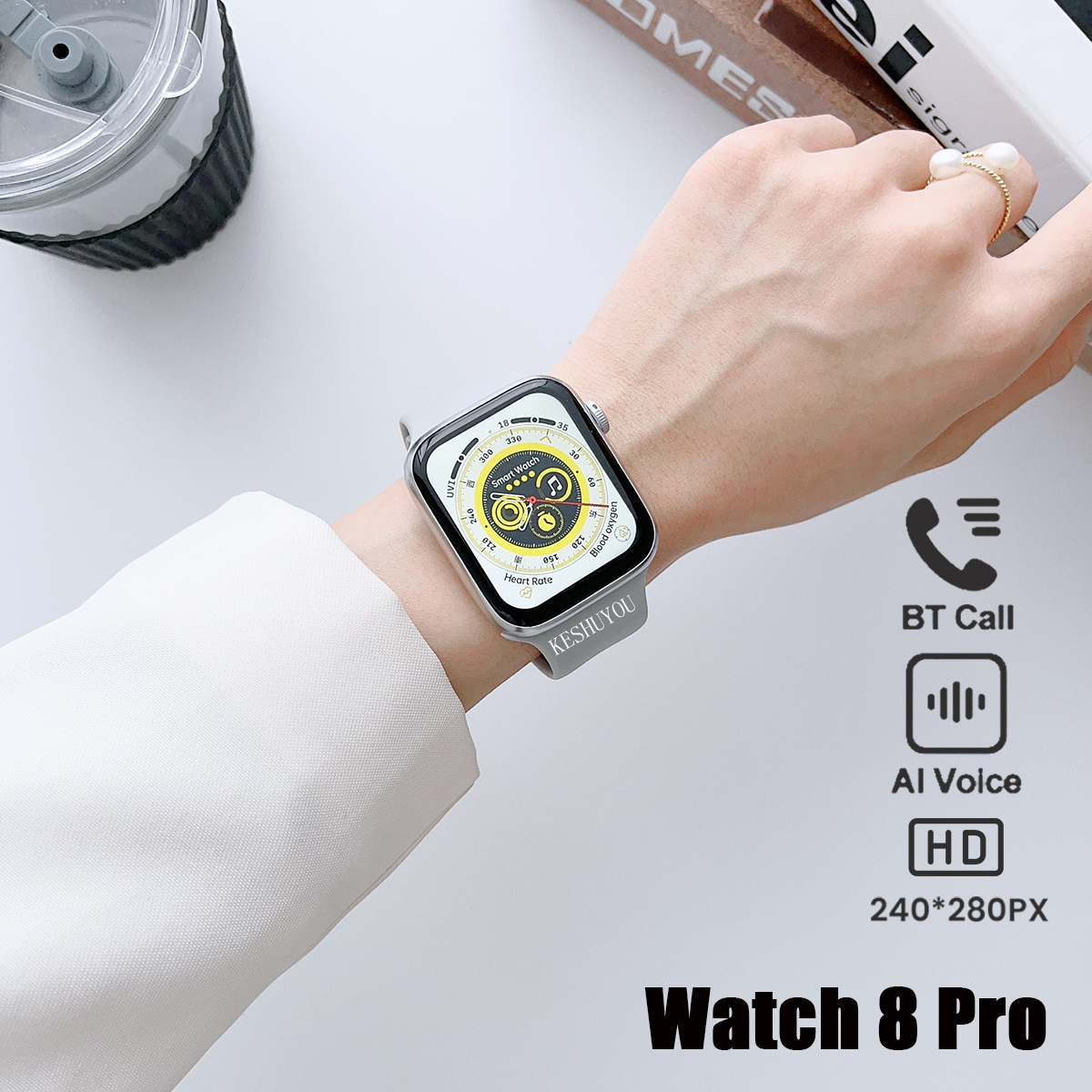 Montre connectée 8 Pro pour hommes et femmes, moniteur d'activité physique, avec écran HD, pour téléphones Android et Apple PK i8 pro max Montre connectée 8 Pro pour hommes et femmes, moniteur d'activité physique, avec écran HD, pour téléphones Android et Apple PK i8 pro max