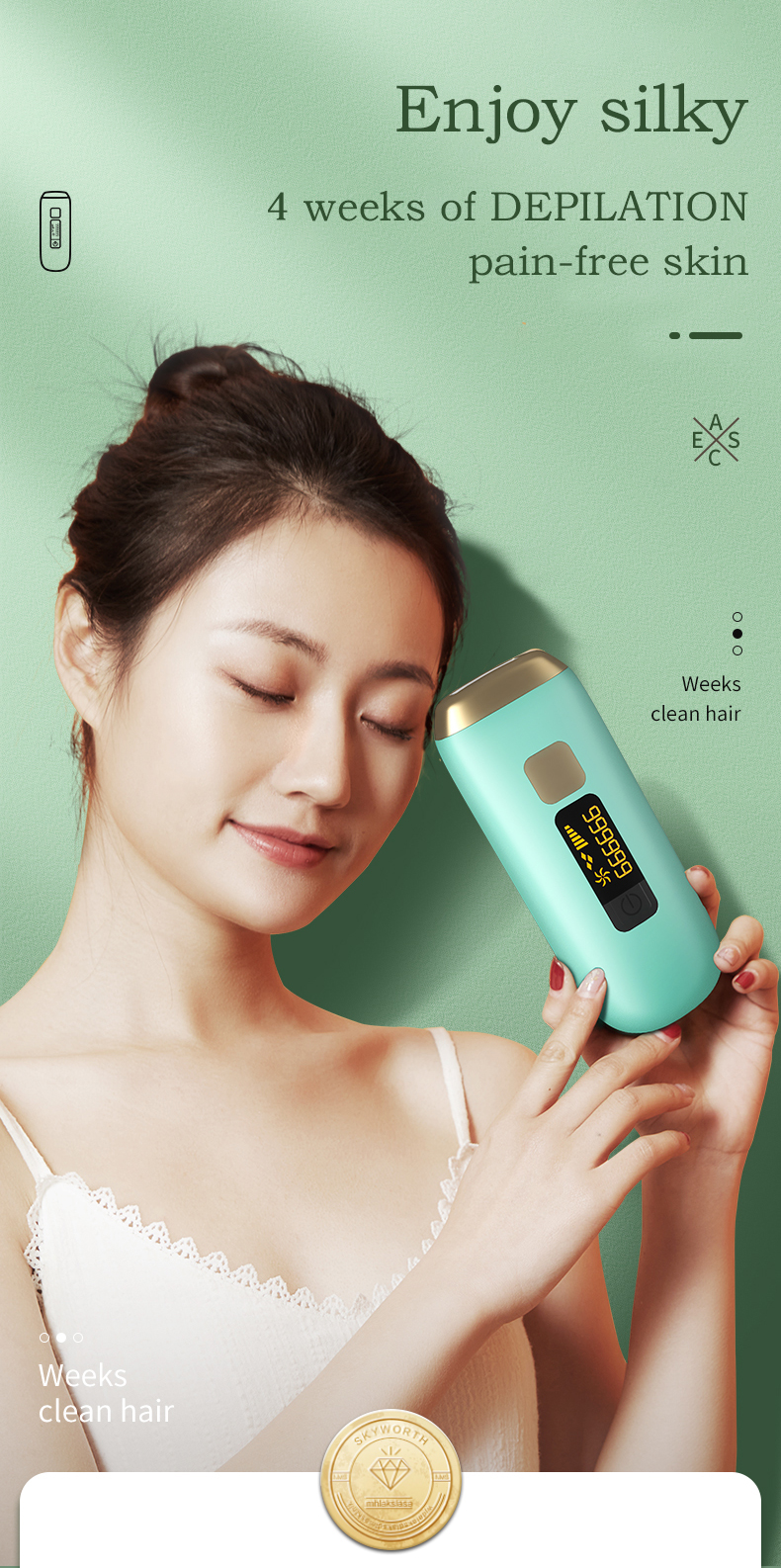 Ipl – épilateur Laser à domicile pour femmes, sans douleur, pour le visage et les jambes