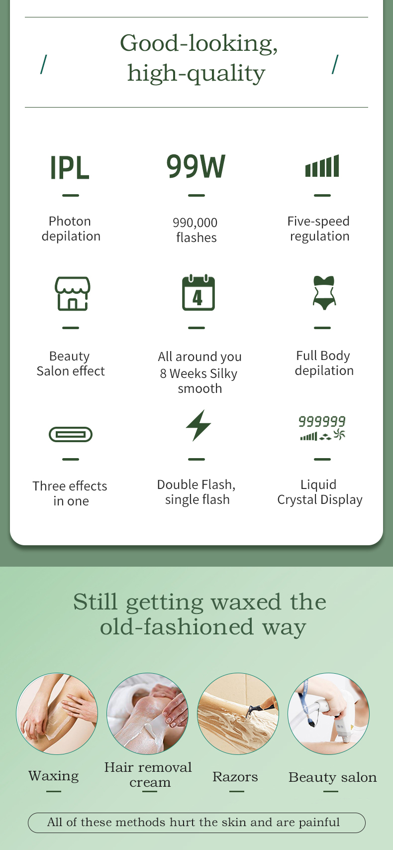 Ipl – épilateur Laser à domicile pour femmes, sans douleur, pour le visage et les jambes