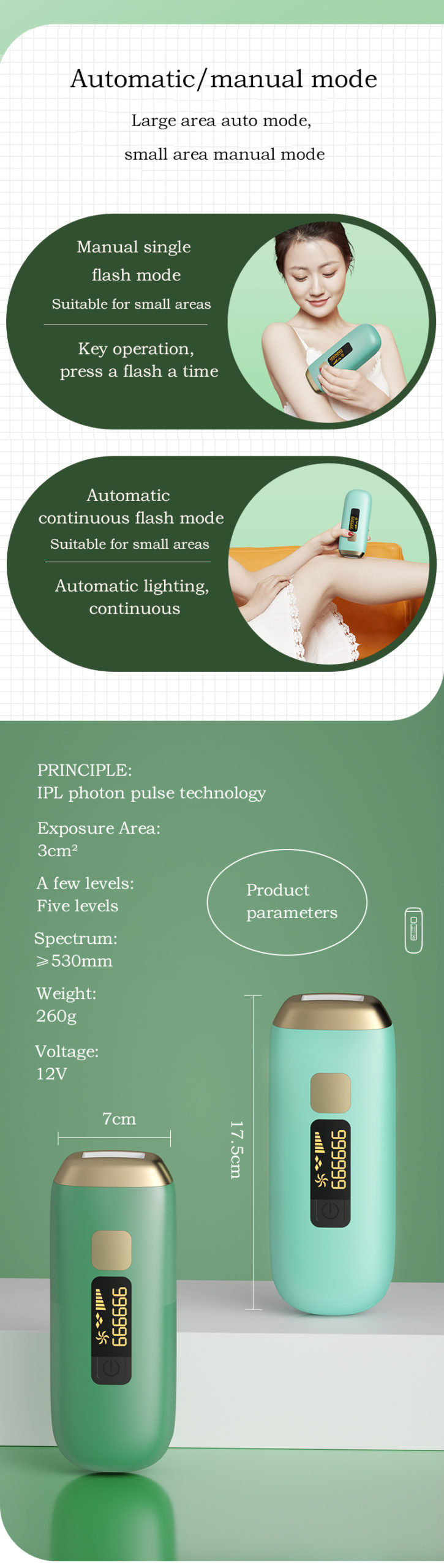 Ipl – épilateur Laser à domicile pour femmes, sans douleur, pour le visage et les jambes