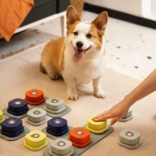 MEWOOFUN – sonnette à bouton pour chien, enregistrement de la Communication vocale des animaux domestiques, formation Interactive, jouet, sonnerie avec Pad et autocollant, facile à utiliser