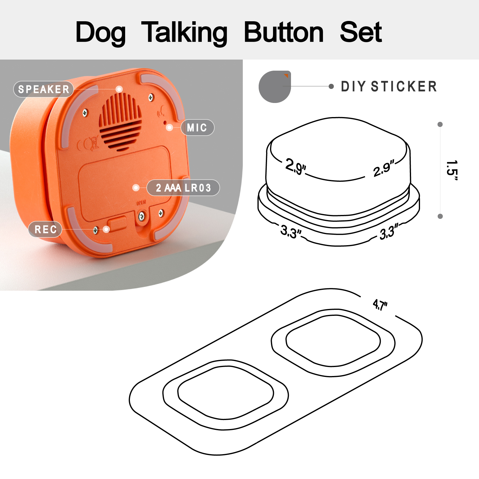 MEWOOFUN – sonnette à bouton pour chien, enregistrement de la Communication vocale des animaux domestiques, formation Interactive, jouet, sonnerie avec Pad et autocollant, facile à utiliser MEWOOFUN – sonnette à bouton pour chien, enregistrement de la Communication vocale des animaux domestiques, formation Interactive, jouet, sonnerie avec Pad et autocollant, facile à utiliser