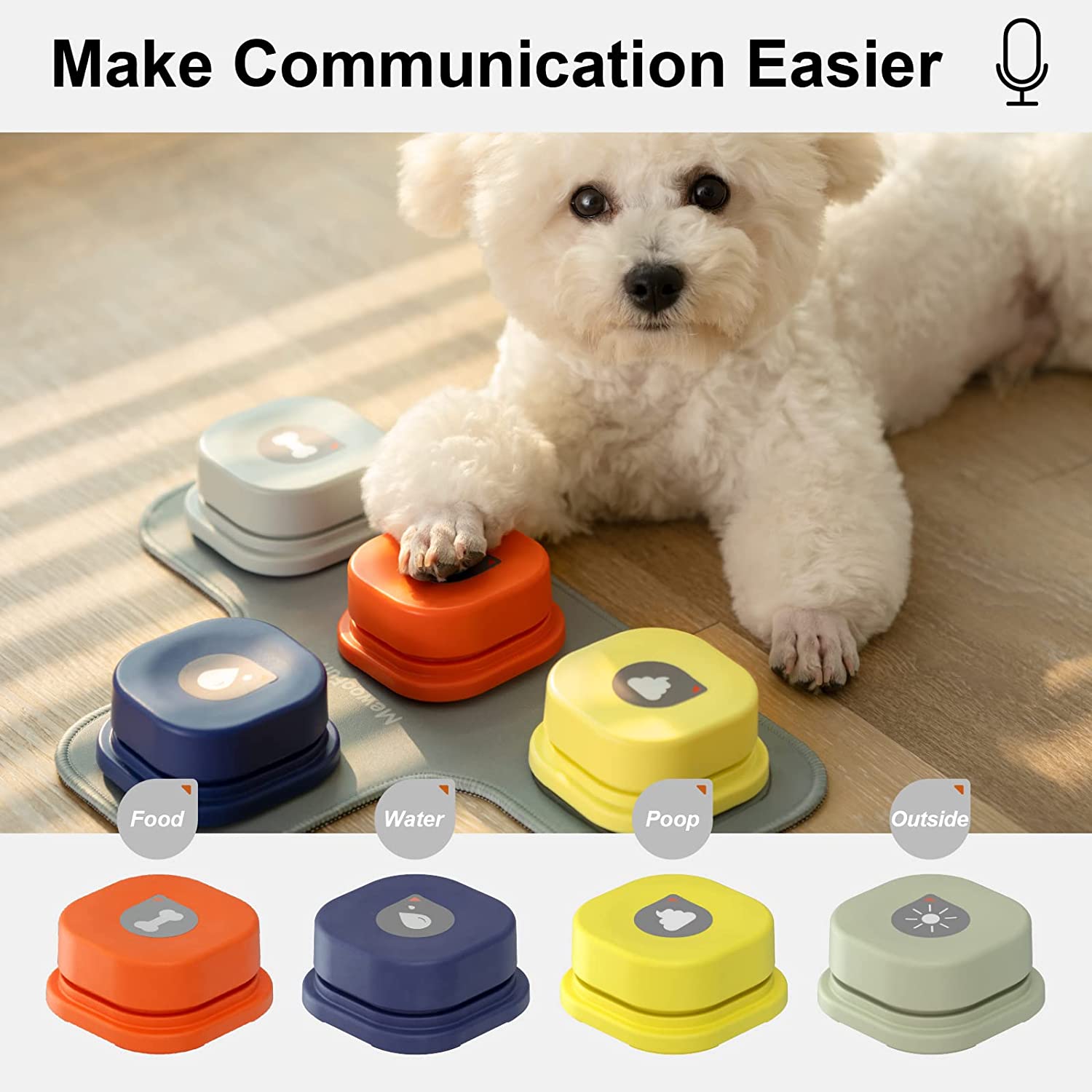 MEWOOFUN – sonnette à bouton pour chien, enregistrement de la Communication vocale des animaux domestiques, formation Interactive, jouet, sonnerie avec Pad et autocollant, facile à utiliser