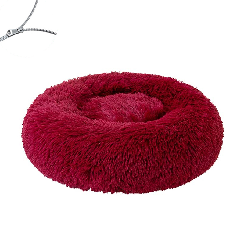 Coussin de lit rond en peluche douce pour chien et chat, niche pour dormir au chaud en hiver, grand tapis de canapé amovible