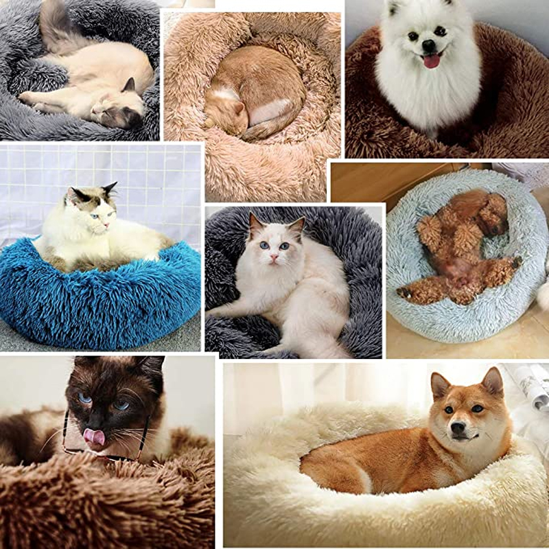 Coussin de lit rond en peluche douce pour chien et chat, niche pour dormir au chaud en hiver, grand tapis de canapé amovible