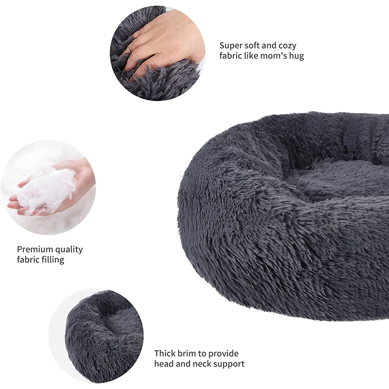 Coussin de lit rond en peluche douce pour chien et chat, niche pour dormir au chaud en hiver, grand tapis de canapé amovible