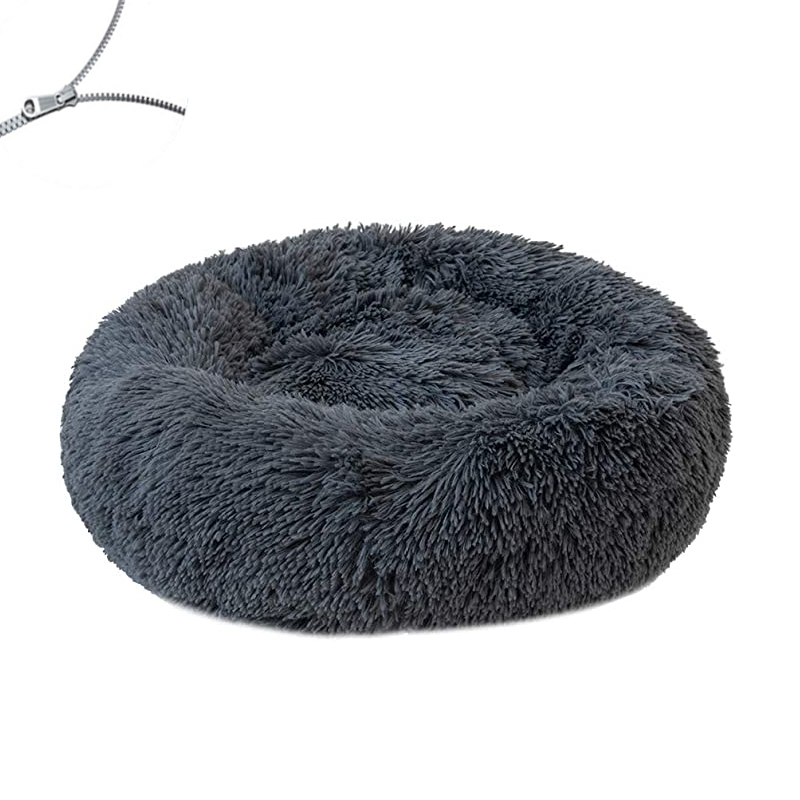 Coussin de lit rond en peluche douce pour chien et chat, niche pour dormir au chaud en hiver, grand tapis de canapé amovible