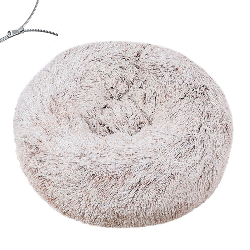 Coussin de lit rond en peluche douce pour chien et chat, niche pour dormir au chaud en hiver, grand tapis de canapé amovible