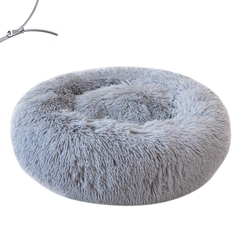 Coussin de lit rond en peluche douce pour chien et chat, niche pour dormir au chaud en hiver, grand tapis de canapé amovible