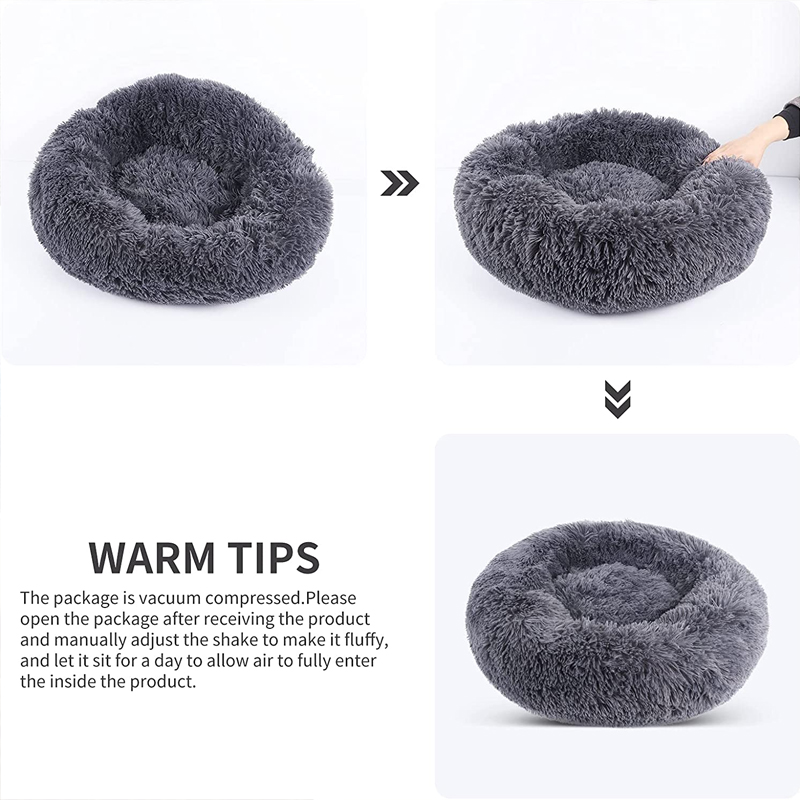 Coussin de lit rond en peluche douce pour chien et chat, niche pour dormir au chaud en hiver, grand tapis de canapé amovible