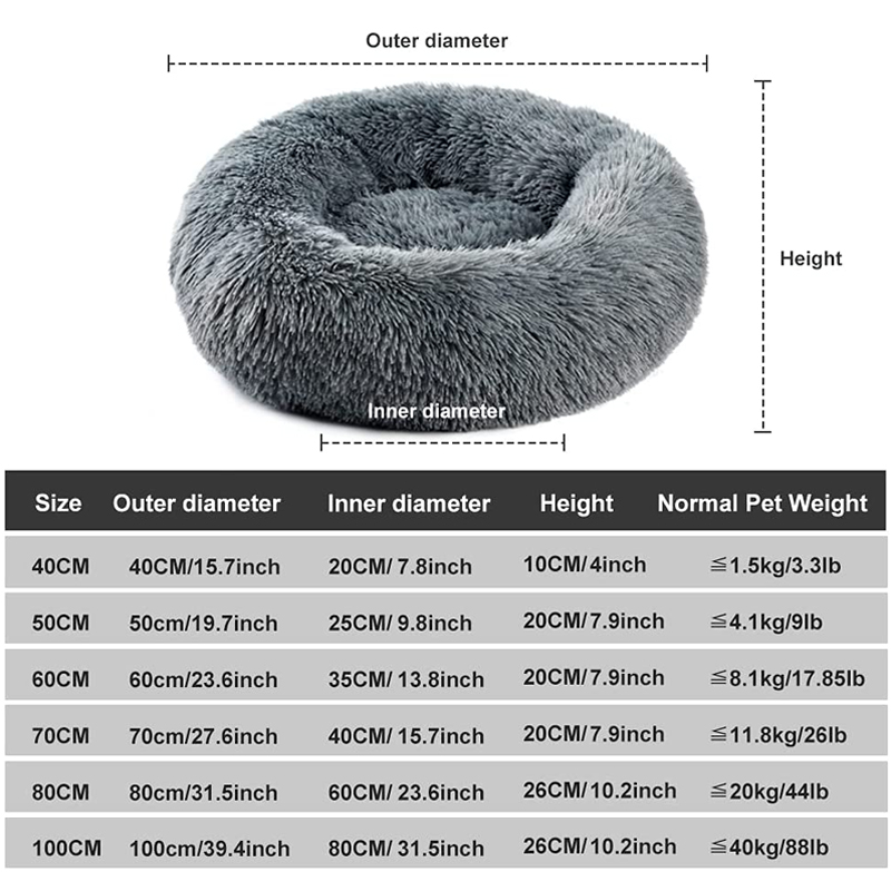 Coussin de lit rond en peluche douce pour chien et chat, niche pour dormir au chaud en hiver, grand tapis de canapé amovible