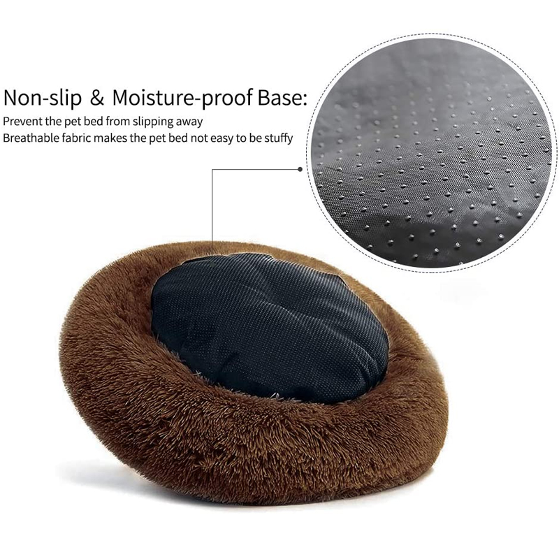Coussin de lit rond en peluche douce pour chien et chat, niche pour dormir au chaud en hiver, grand tapis de canapé amovible