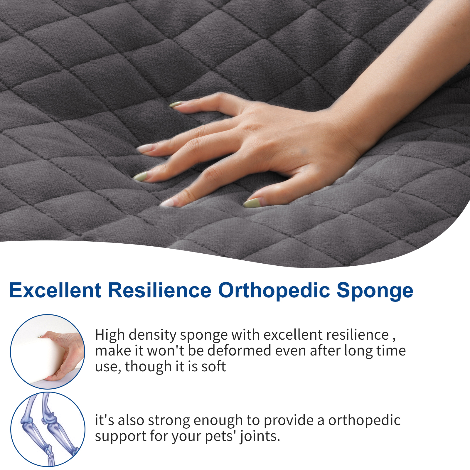 Grand lit pour chien orthopédique anti-dérapant grand matelas pour animaux de compagnie tapis de chenil pour chien avec housse lavable