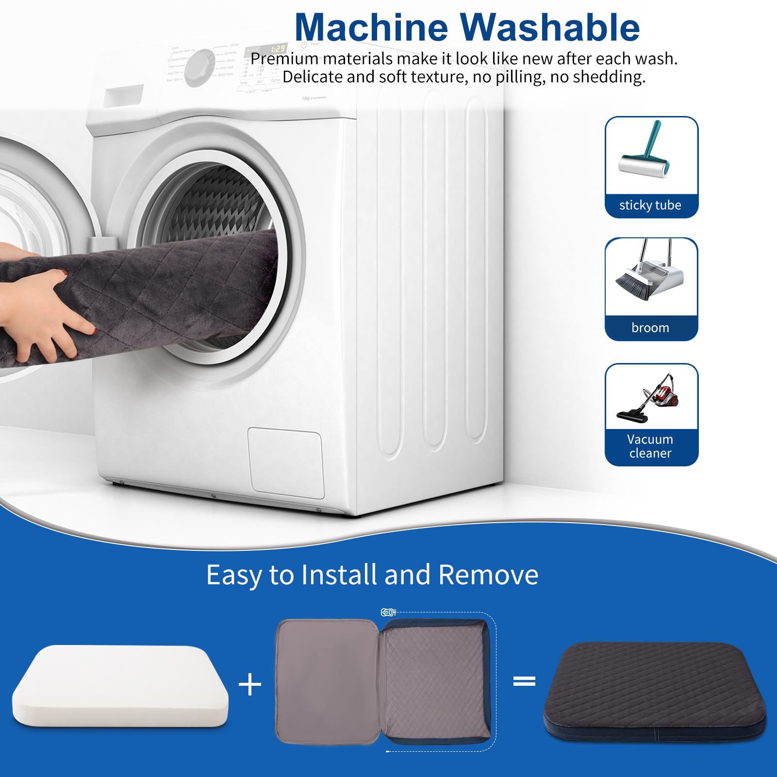 Grand lit pour chien orthopédique anti-dérapant grand matelas pour animaux de compagnie tapis de chenil pour chien avec housse lavable