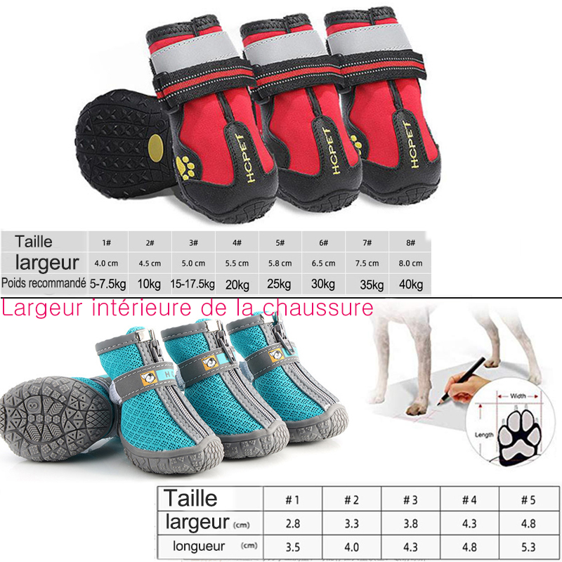 Chaussures réfléchissantes et imperméables pour chien, lot de 4 pièces, bottines chaudes, antidérapantes, idéales pour la neige et la pluie