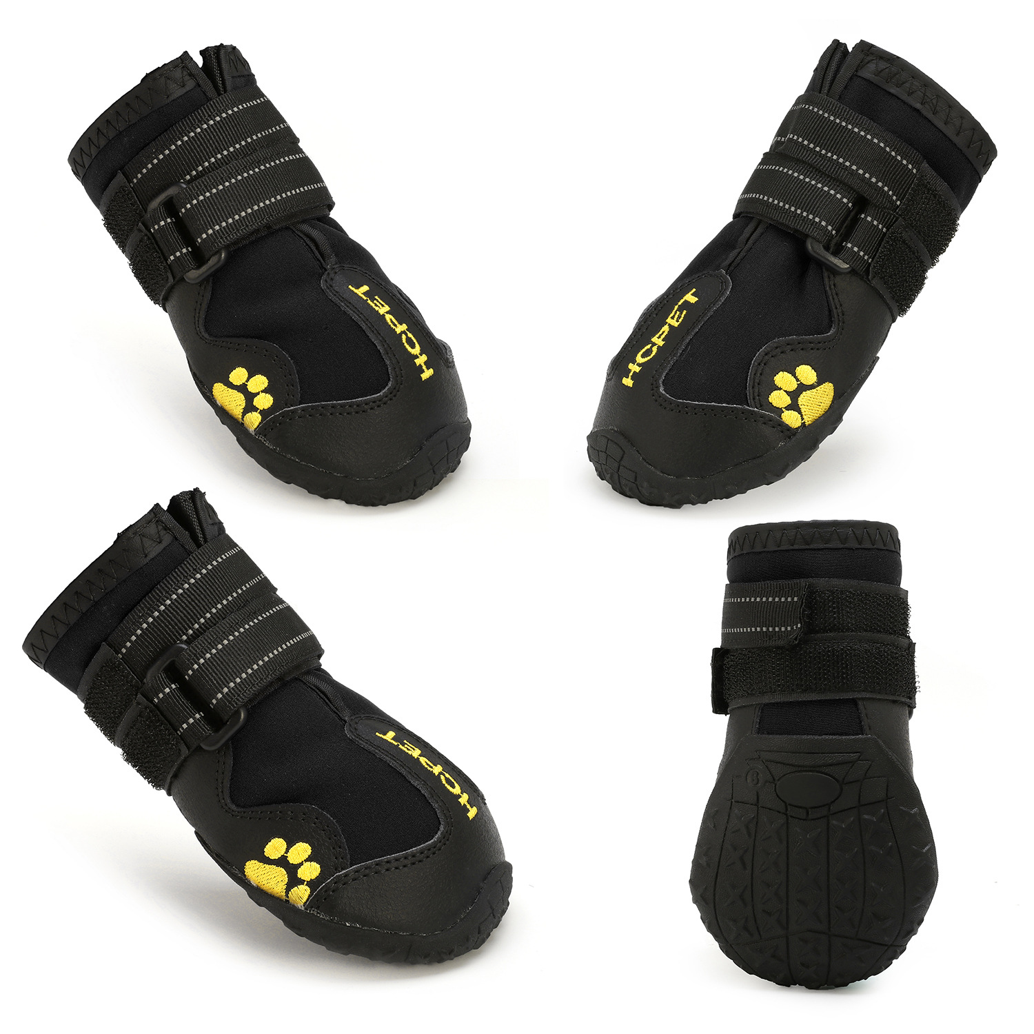 Chaussures réfléchissantes et imperméables pour chien, lot de 4 pièces, bottines chaudes, antidérapantes, idéales pour la neige et la pluie