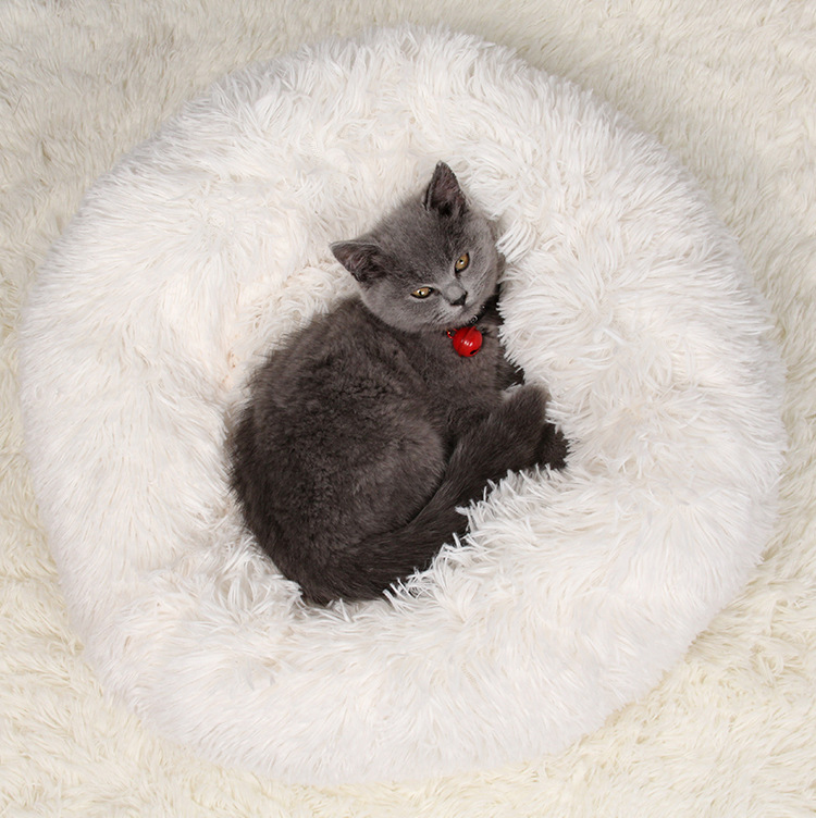 Lit rond en peluche pour animaux de compagnie, niche lavable pour chat, tapis en coton doux, canapé pour petit et grand chien, Chihuahua, panier pour animaux de compagnie