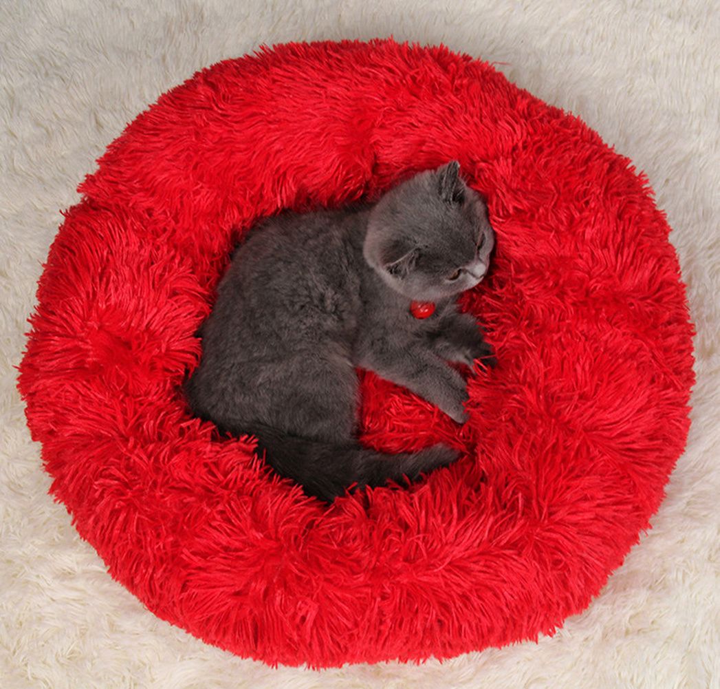 Lit rond en peluche pour animaux de compagnie, niche lavable pour chat, tapis en coton doux, canapé pour petit et grand chien, Chihuahua, panier pour animaux de compagnie