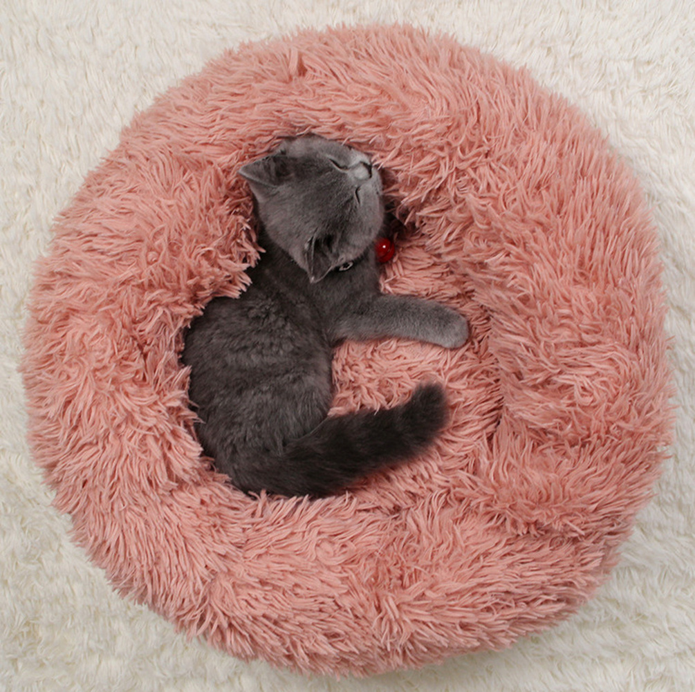 Lit rond en peluche pour animaux de compagnie, niche lavable pour chat, tapis en coton doux, canapé pour petit et grand chien, Chihuahua, panier pour animaux de compagnie