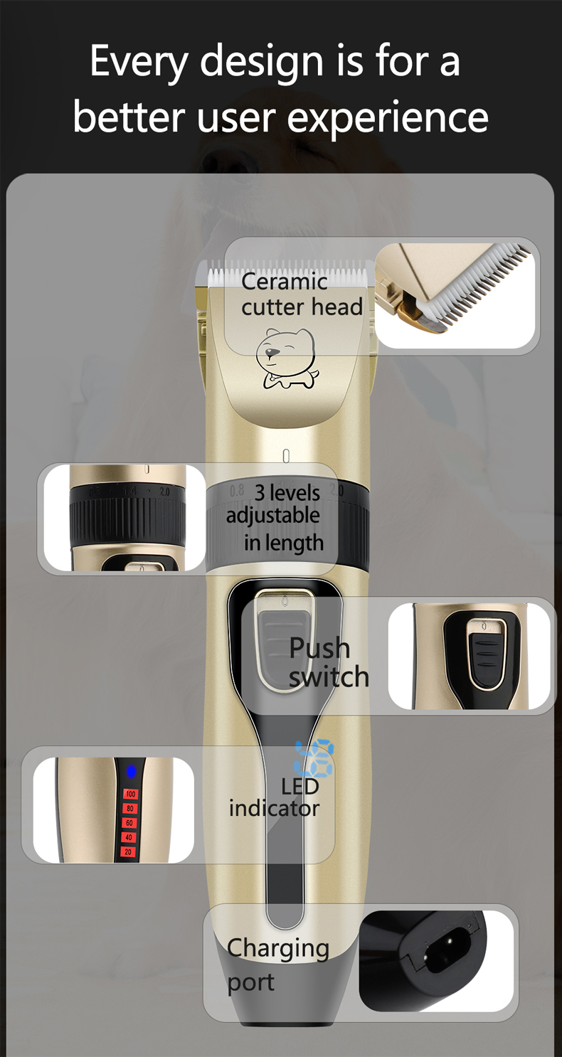 Tondeuse électrique professionnelle pour chiens et chats, accessoire de toilettage pour chiots et chatons, coupe-poils, Kit de Machine pour couper les poils