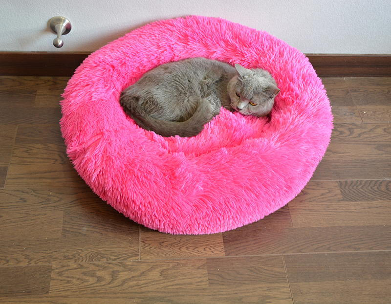 Lit rond et confortable pour chien et chat, niche Ultra douce et lavable, coussin chaud pour l'hiver, pour niche, livraison directe