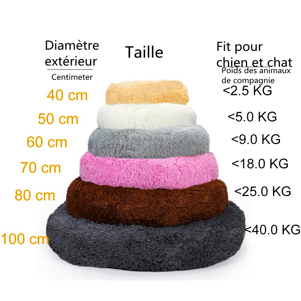 Lit en peluche pour animaux de compagnie VIP, grand, petit, pour chat, tapis rond en peluche, canapé, produits de livraison directe, lit apaisant pour chien, donuts