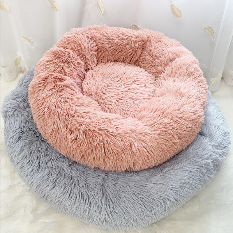 Lit en peluche pour animaux de compagnie VIP, grand, petit, pour chat, tapis rond en peluche, canapé, produits de livraison directe, lit apaisant pour chien, donuts