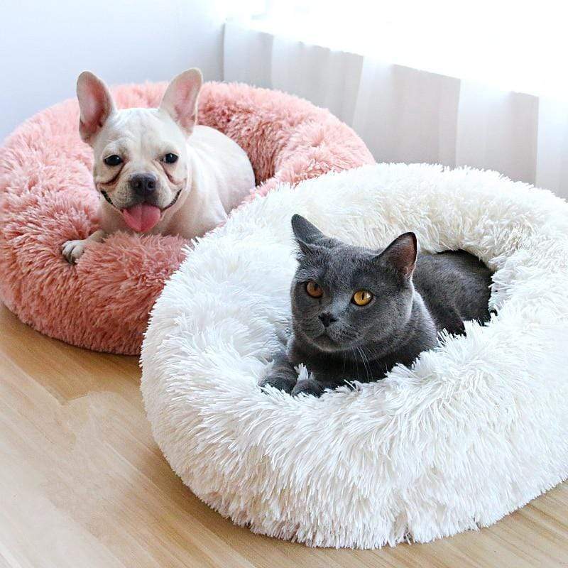 Lit en peluche pour animaux de compagnie VIP, grand, petit, pour chat, tapis rond en peluche, canapé, produits de livraison directe, lit apaisant pour chien, donuts