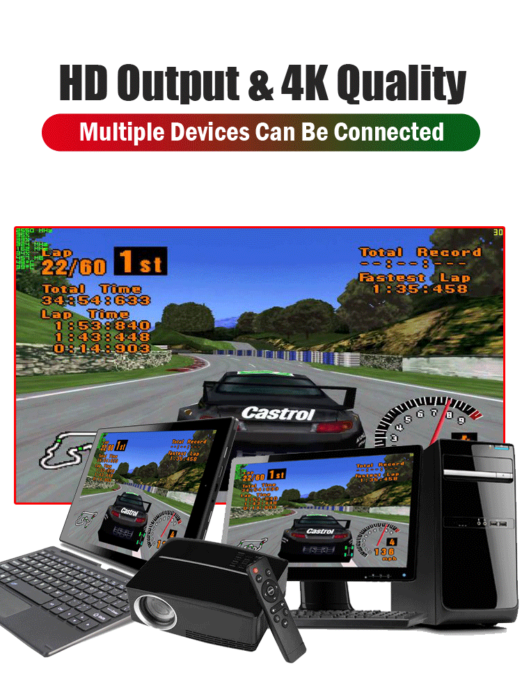 Venda quente hd 4k m8 jogo vara sem fio vídeo game console 64gb retro tv jogos com dupla 2.4g gamepads para gba/ps1