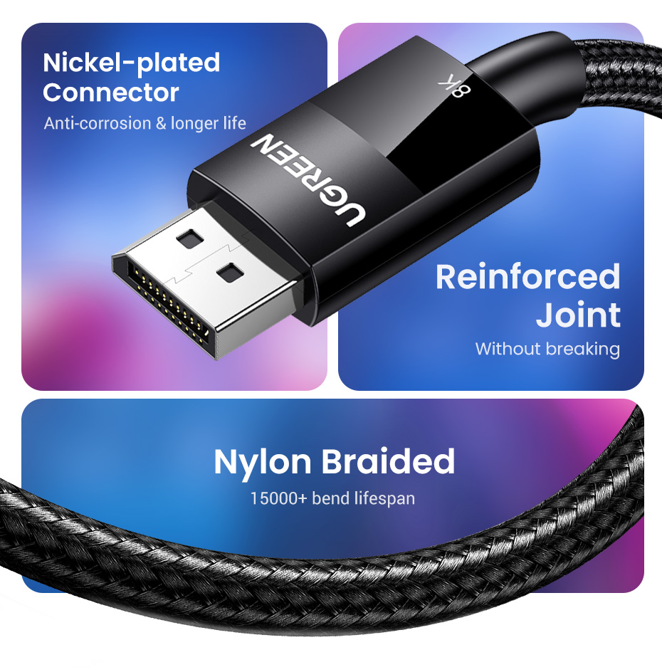 UGREEN – câble Displayport 8K DP1.4 4K144Hz, câble Audio vidéo pour boîtier TV Xiaomi, moniteur PC portable, jeu vidéo, DP, Port d'affichage DP Cable Display Port